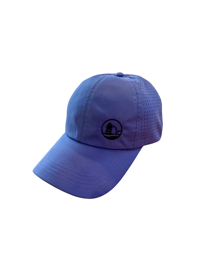 Blue cap with a logo on a white background