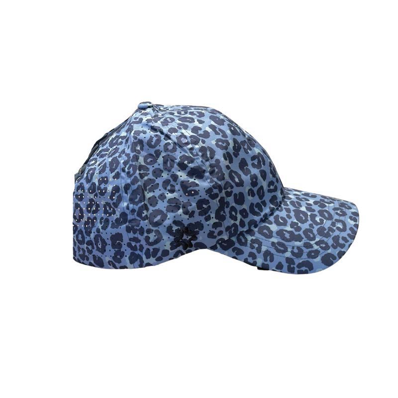 Side view of VIMHUE Blue Leopard baseball cap for women