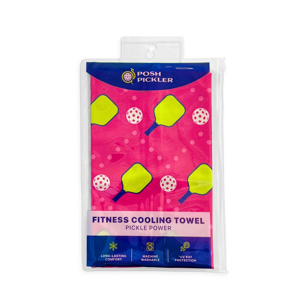 Fitness Coolin towel in clear plastic packaging