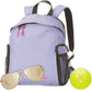 Lavender sport backpack with gold aviator sunglasses and pickleball