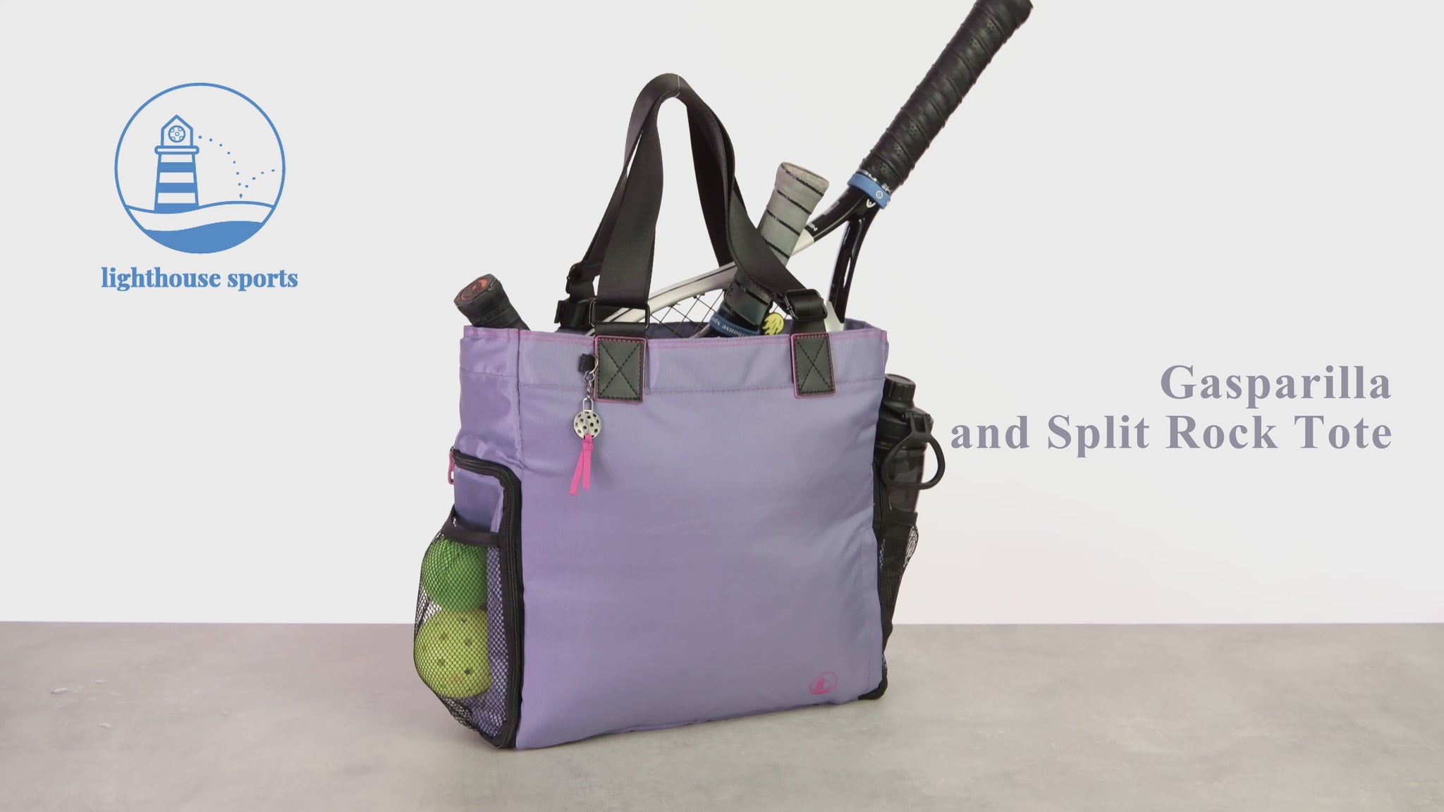 video of Gasparilla women's designer pickleball tote fully loaded with functionality